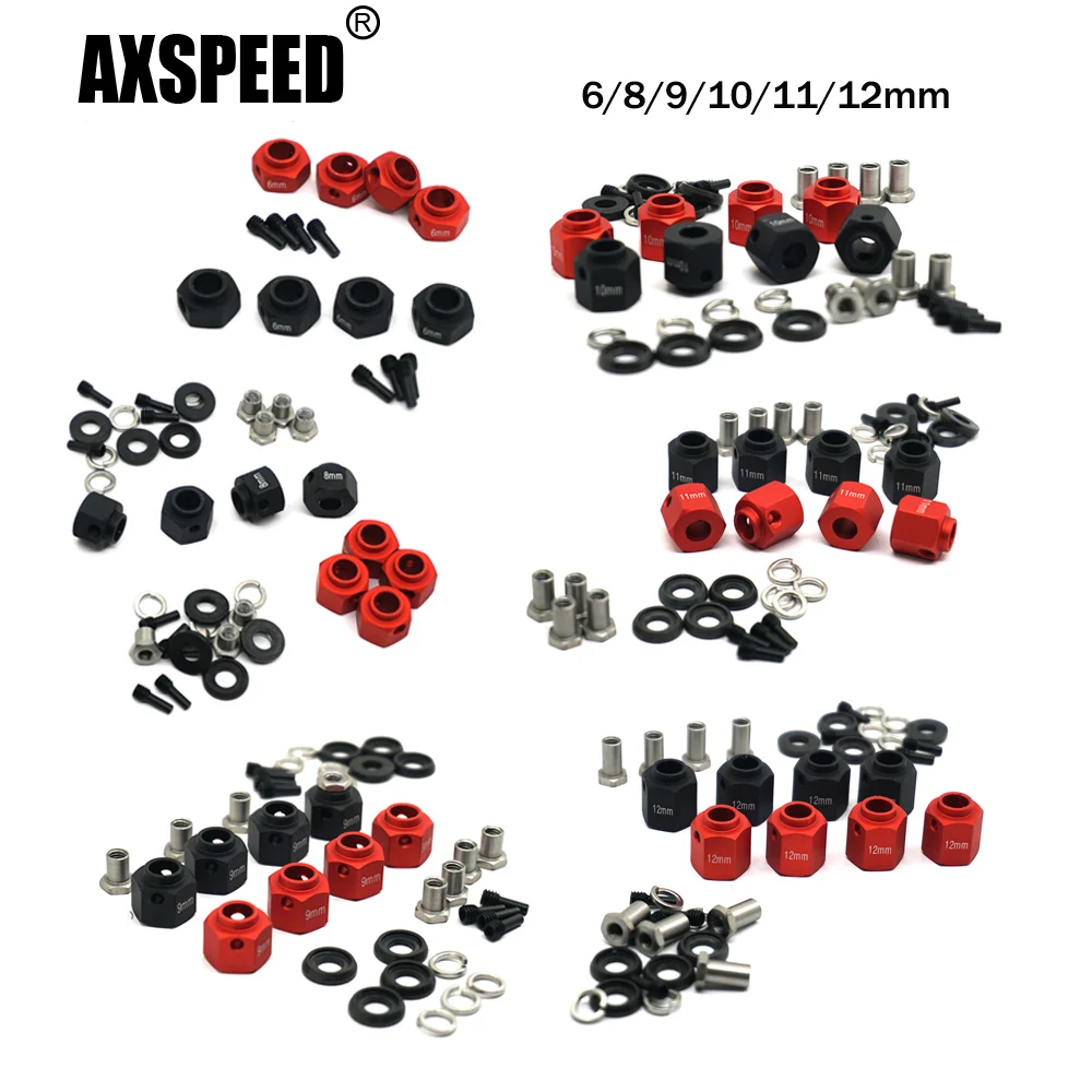 AXSPEED 4Pcs 6/8/9/10/11/12mm Thickness 12mm Wheel Hex Adapter with for TRX-4 TRX4 1/10 RC Crawler Car Upgrade Parts