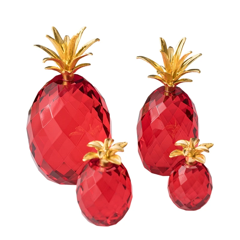 

8 Colors Miniature Crystal Pineapple Paperweight Glass Fruit Model Figurines Office Home Wedding Decoration Accessory Kids Gifts