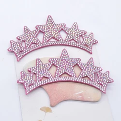 6Pcs 100*50mm Padded Star Shaped Crown Rhinestone Applique for DIY Clothes Crafts Decor Patches Headwear Hair Bow Accessories