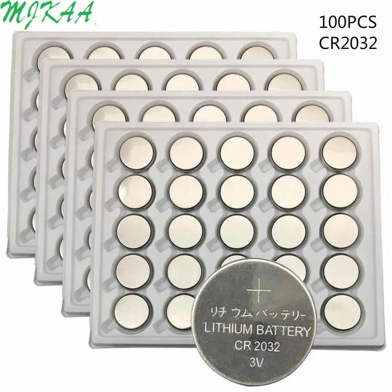 100PCS CR2032 batterie a bottone BR2032 DL2032 ECR2032 batteria al litio a moneta cellulare 3V Pile CR 2032 per orologio giocattolo elettronico a