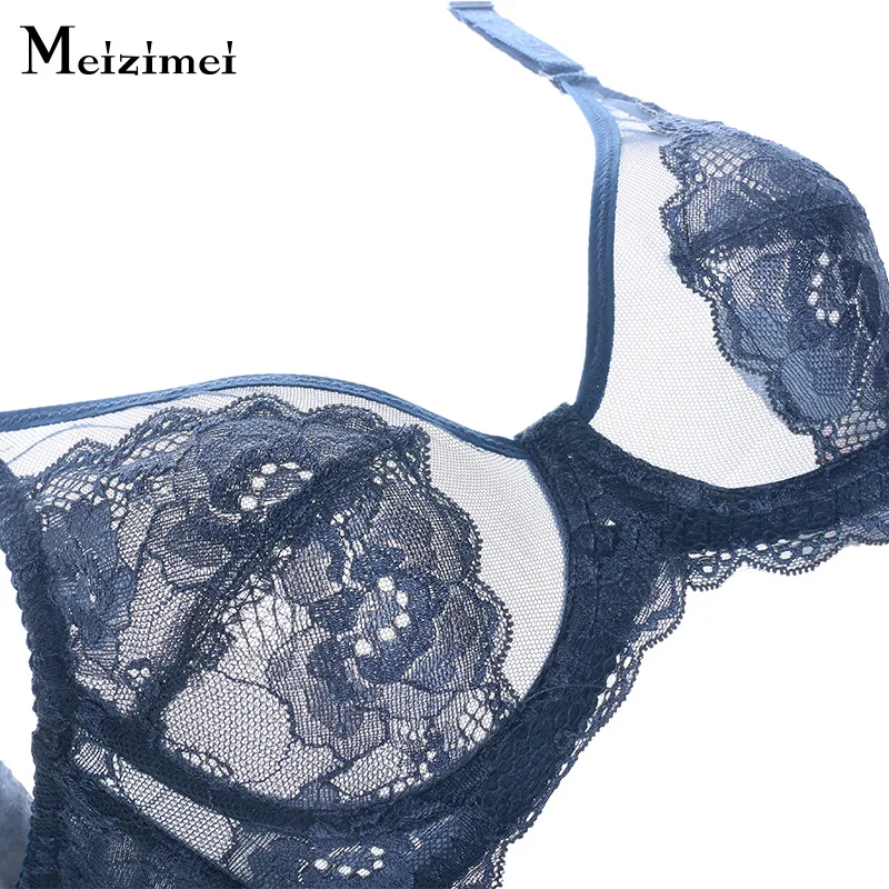 Meizimei transparent bras for women ultra thin lace floral bralette plus size brassiere girl top bh girl minimizer push up 36 BC