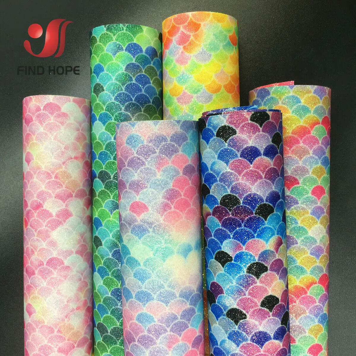 Fish Scale Mermaid Colorful Shiny Glitter Fabric Synthetic Leather Vinyl For Party Decor DIY Furniture Costumes Bow Material