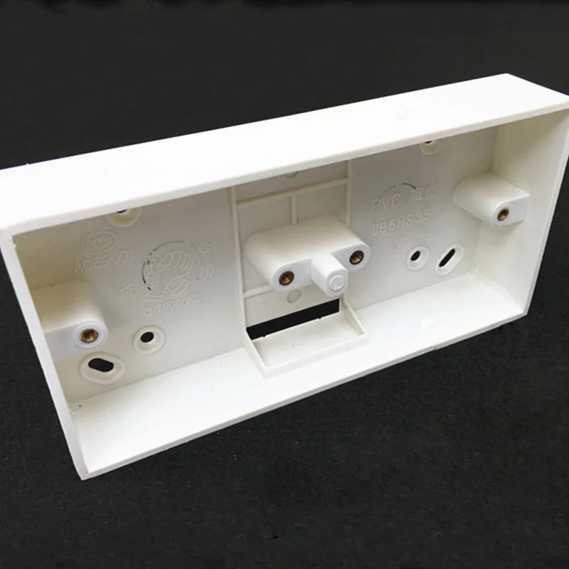 Two 86 Double Junction Box White PVC Surface Mount Wiring Box For Wall Electrical Socket Switch Installation