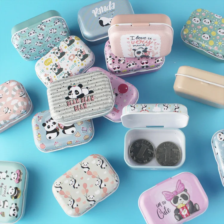 32Pcs  Panda Animal  Mini Cover Iron Tin Metal Pencil Case / Can/Pill Cute Small Kit/Candy Storage Gift Box