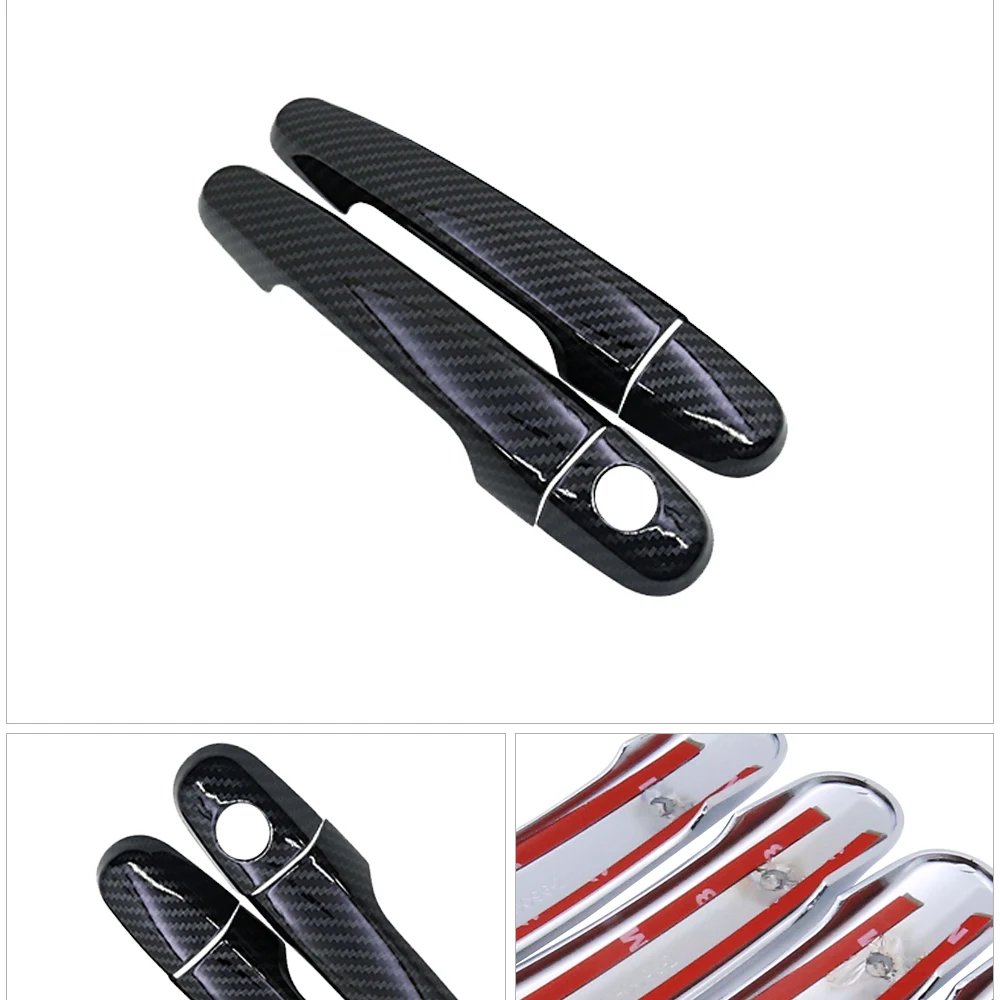 Gloss Black Carbon Fiber Car Door Handles Protective Cap Cover for Scion tC AT10 2005 2006 2007 2008 2009 2010 Car Accessories