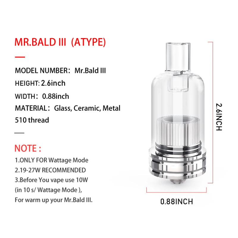 Атомайзер для сухих трав и воска Longmada Mr. Bald III с резьбой 510 и катушкой для электронной сигареты, боксмод, комплект испарителя