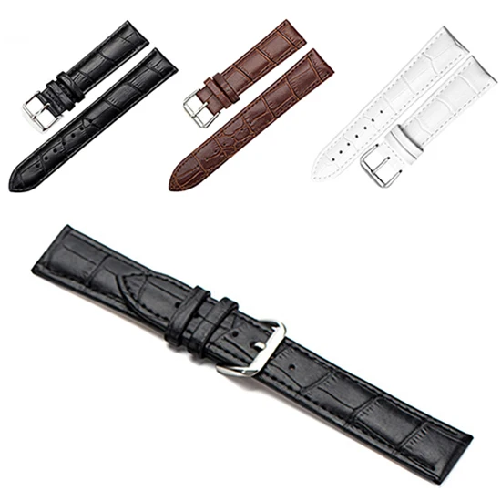 18/20/22mm Unisex Watch Band Women\'s Men\'s Faux Leather Replacement Watch Strap Buckle Band Black/Brown/White