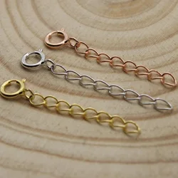 925 Sterling Silver Chain Necklace Extension Chain with Lobster Clasp Connector Bracelet Extension Chains For Jewelry Making