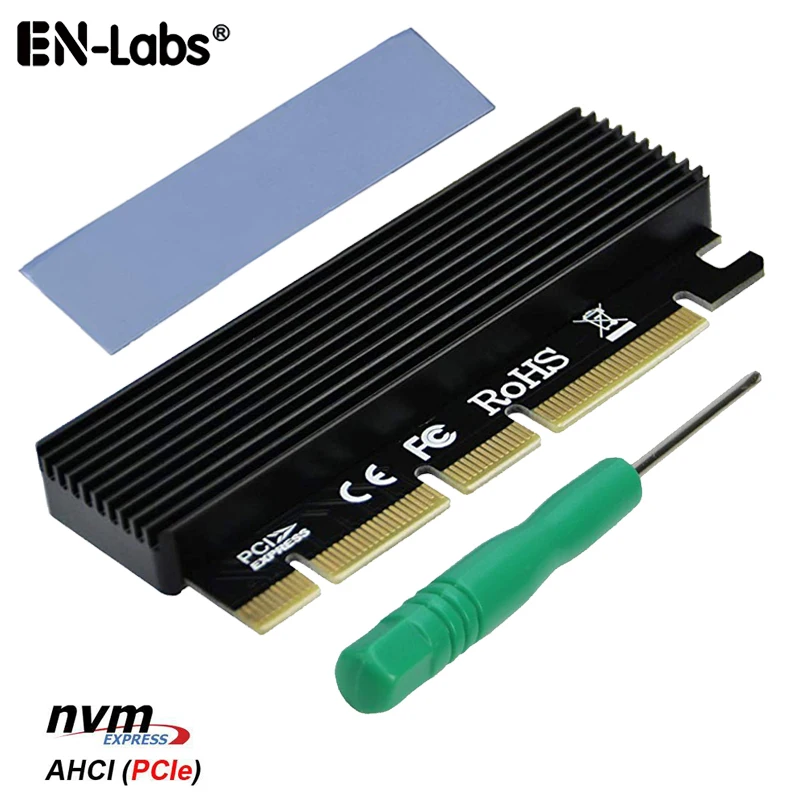 

NVMe M.2 Adapter Card,PCI Express 3.0 x16 x8 x4 to M Key M.2 NVMe & AHCI SSD Adapter Card w/ Aluminum Case Heat Sink Thermal Pad