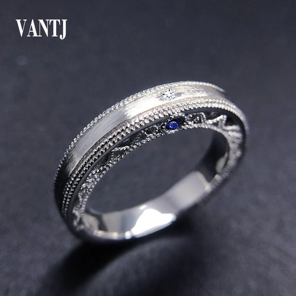 VANTJ Real Natural Diamond Ring Solid 10k Gold White Sapphire Ring Gemstone Round Brilliant Cut for Women Wedding Party Gift