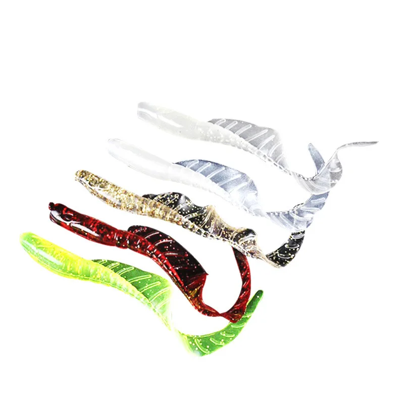 5pcs/lot Long Coiling tail Luminous soft bait Artificial Silicagel Trout Crankbait Fishing worm Skirt with night light fake bait