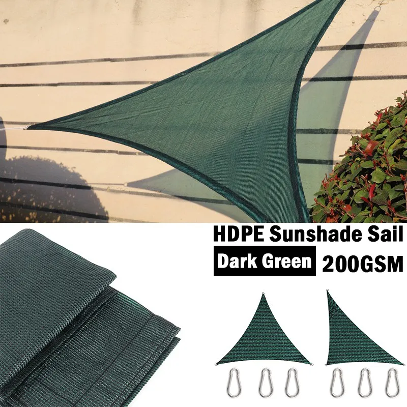 

200GSM Outdoor Triangle Awning HDPE DarkGreen Sun Shade Net Anti-UV Courtyard Terrace Sun Protective Fabric Swimming Pool Awning