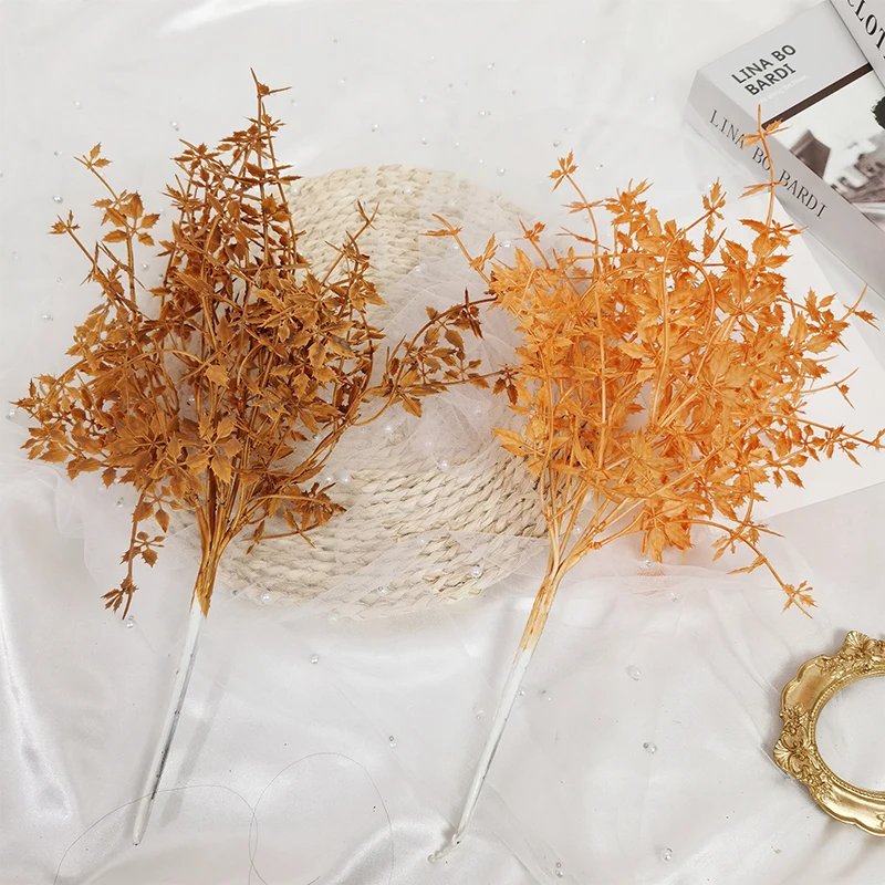38cm Simulation Rose Grass Gold Blue Misty Broken Maple Leaf Base Festival Wedding Decoration Flower Arrangement Hotel Decor