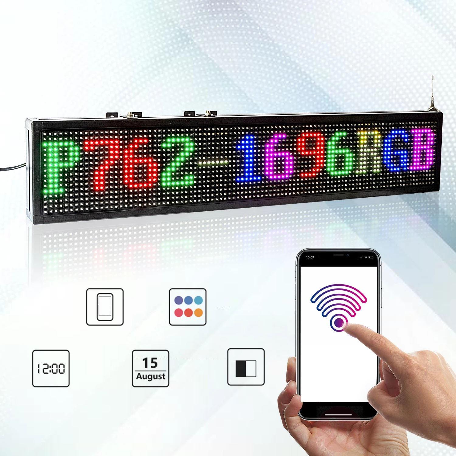 76.2*15.2CM P7.62 LED Advertising Signs RGB SMD Display Storefront Message Board, Programmable Scrolling Message By WiFi+U-Disk