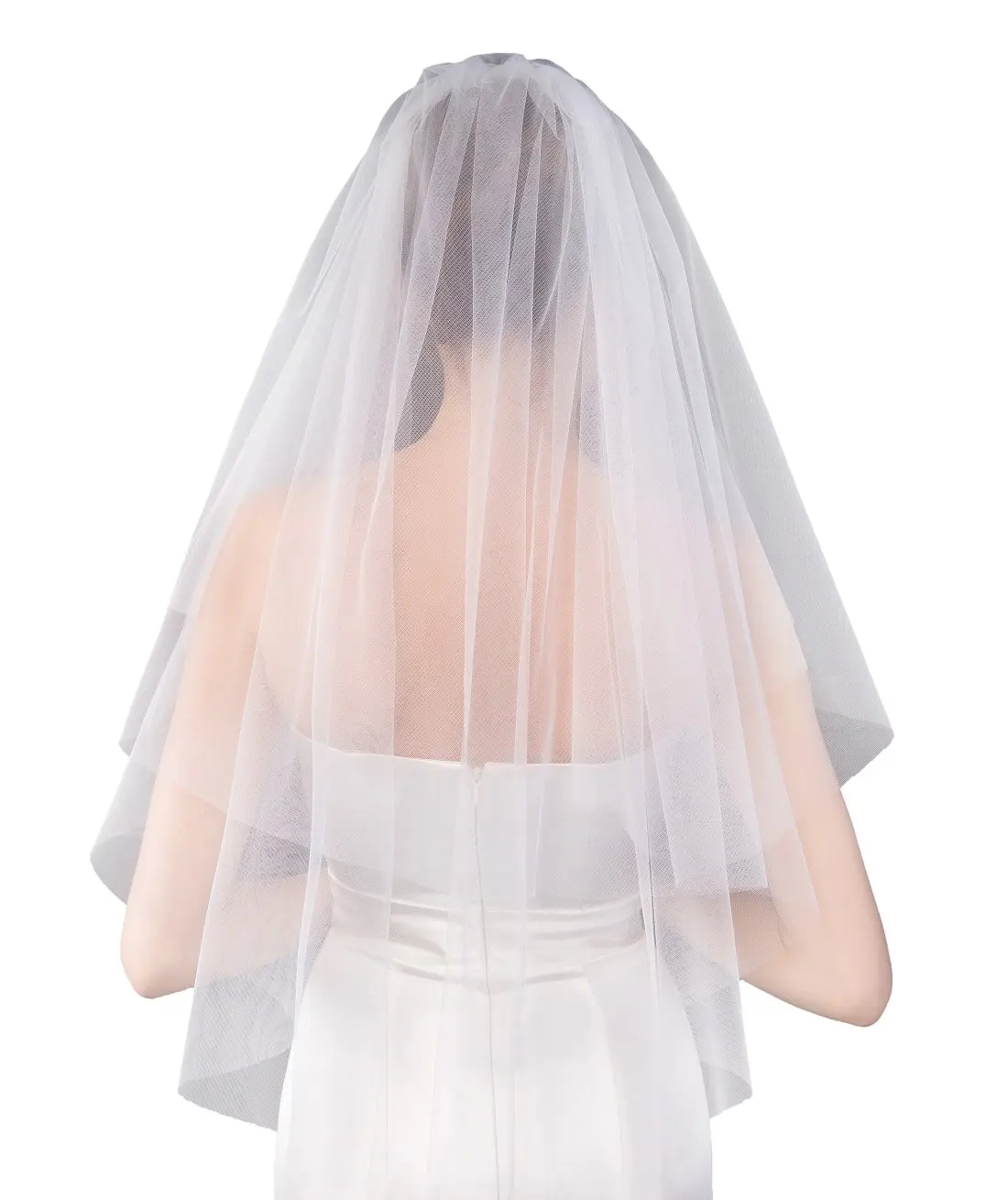 Women's Short 2 Tier Simple Wedding Bridal Veil With Comb 2022