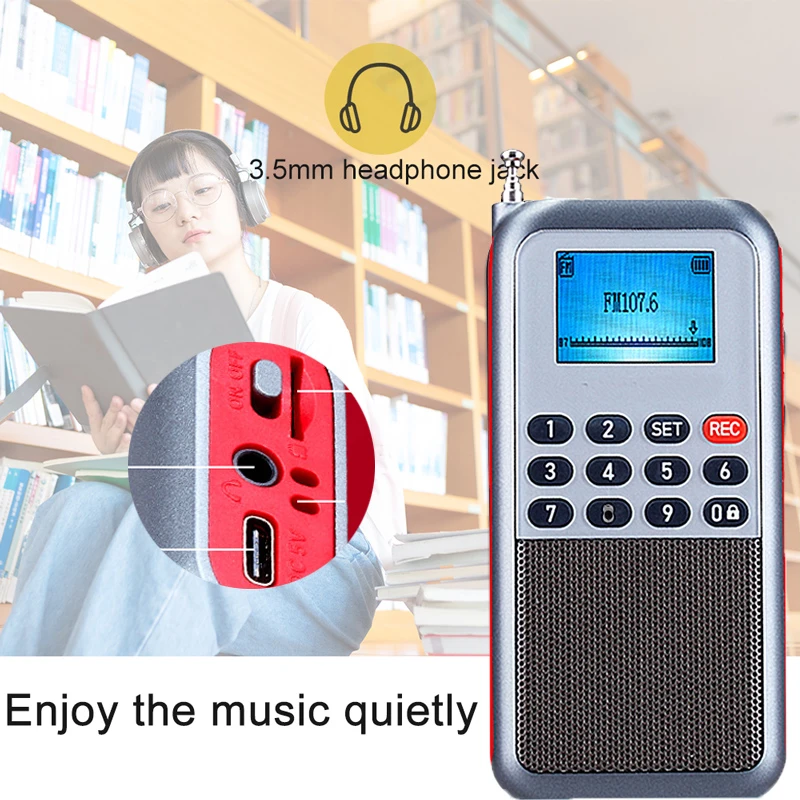 Portable FM/AM Radio Wireless Bluetooth 5.0 Speaker Dual Band Radio Receiver 3.5mm Jack HIFI Stereo With LCD Display