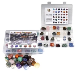 24 PCS/Set  Natural Healing Crystals Mineral Specimens Irregular Tumbled Stones Rock Collection Box for Kids Research Teaching