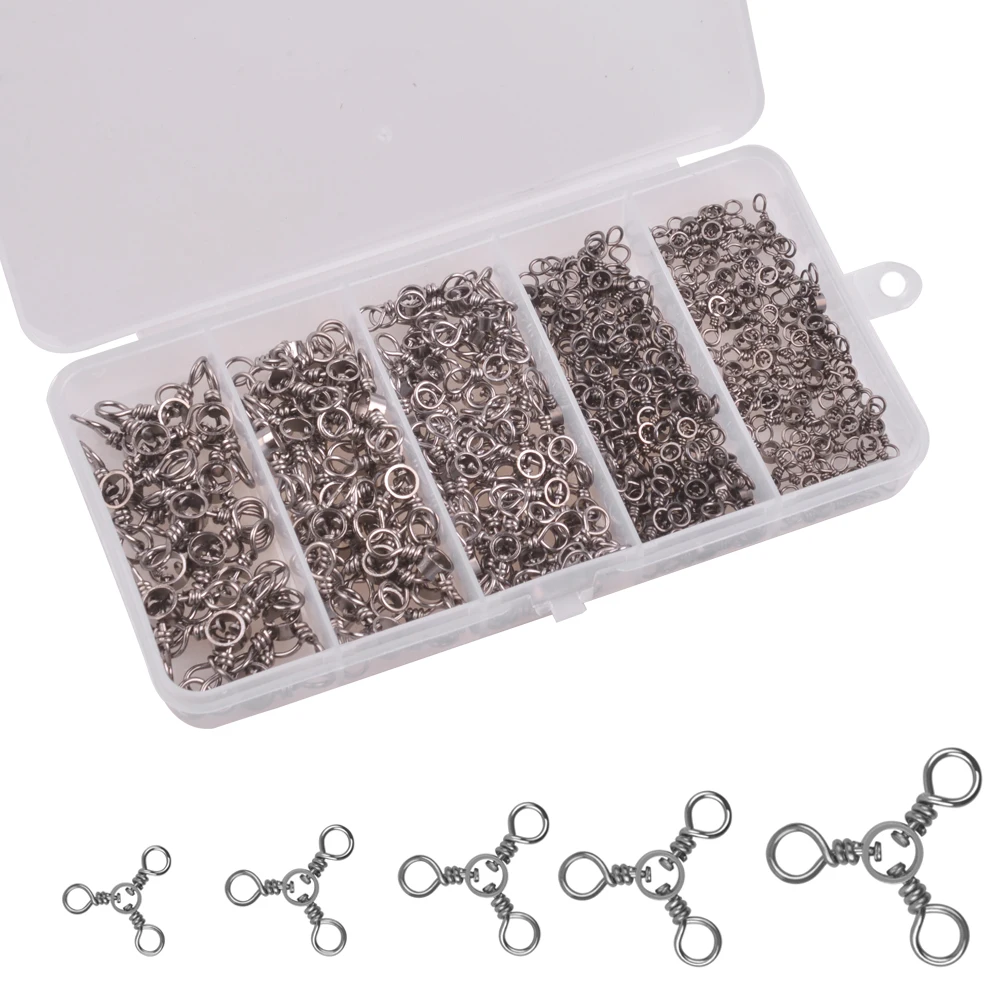 110Pcs/box 3 Way Fishing Swivel Sea Rock Trigeminal Barrel Triple Swivels Accessories Connector lure Fishing Tackle