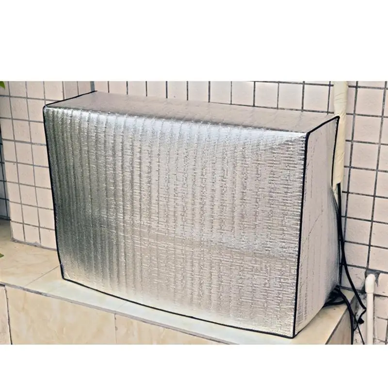 1pc Metal Aluminum Film Cover Air Conditioner Cover Outdoor Air Conditioning Sun Shade Protection Silver