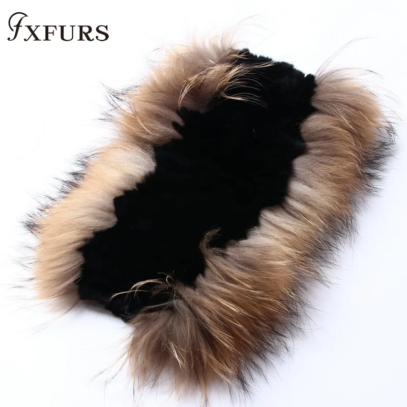 

FXFURS 2020 New Rex Rabbit Fur Scarf Women Silver Fox Fur Mufflers Winter Warm Fur Wraps Female Neckwears Russian Fashion Rings