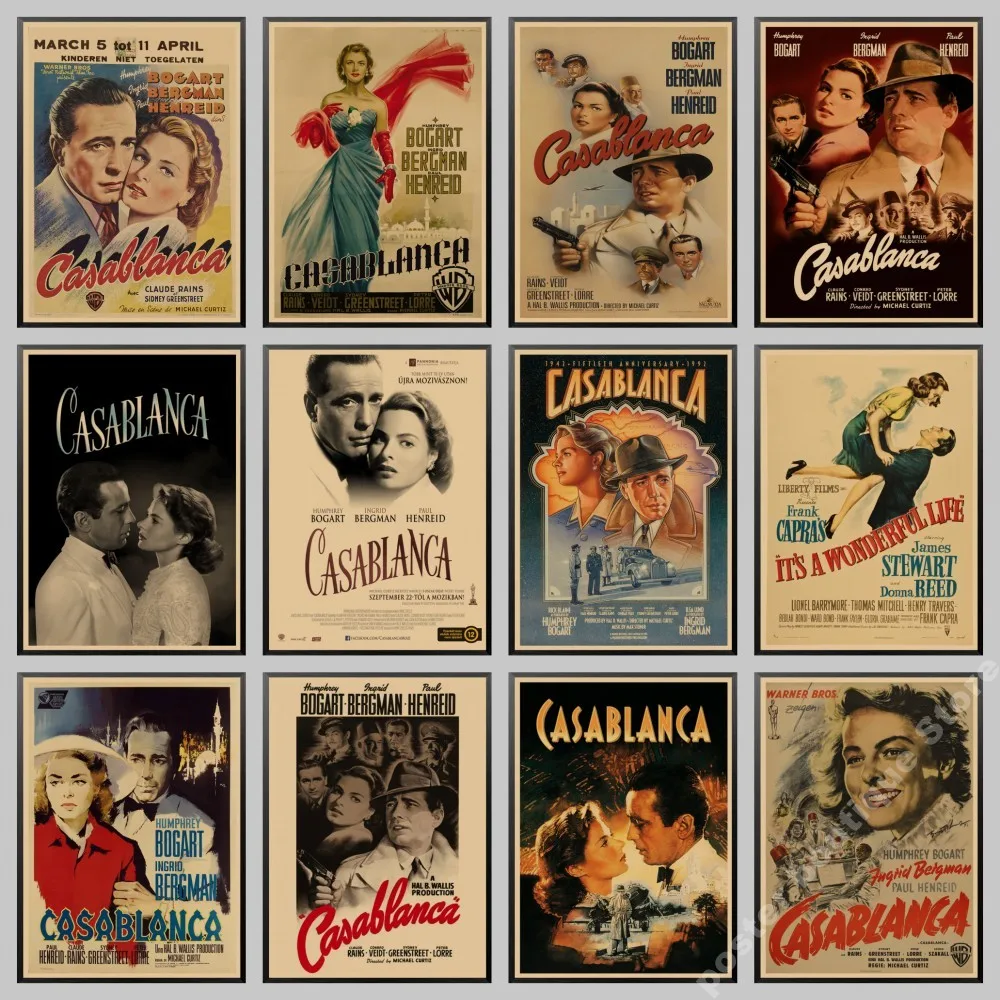 classic romantic movie Casablanca Retro Poster Vintage poster Wall Decor For Home Bar Cafe apartment decoration