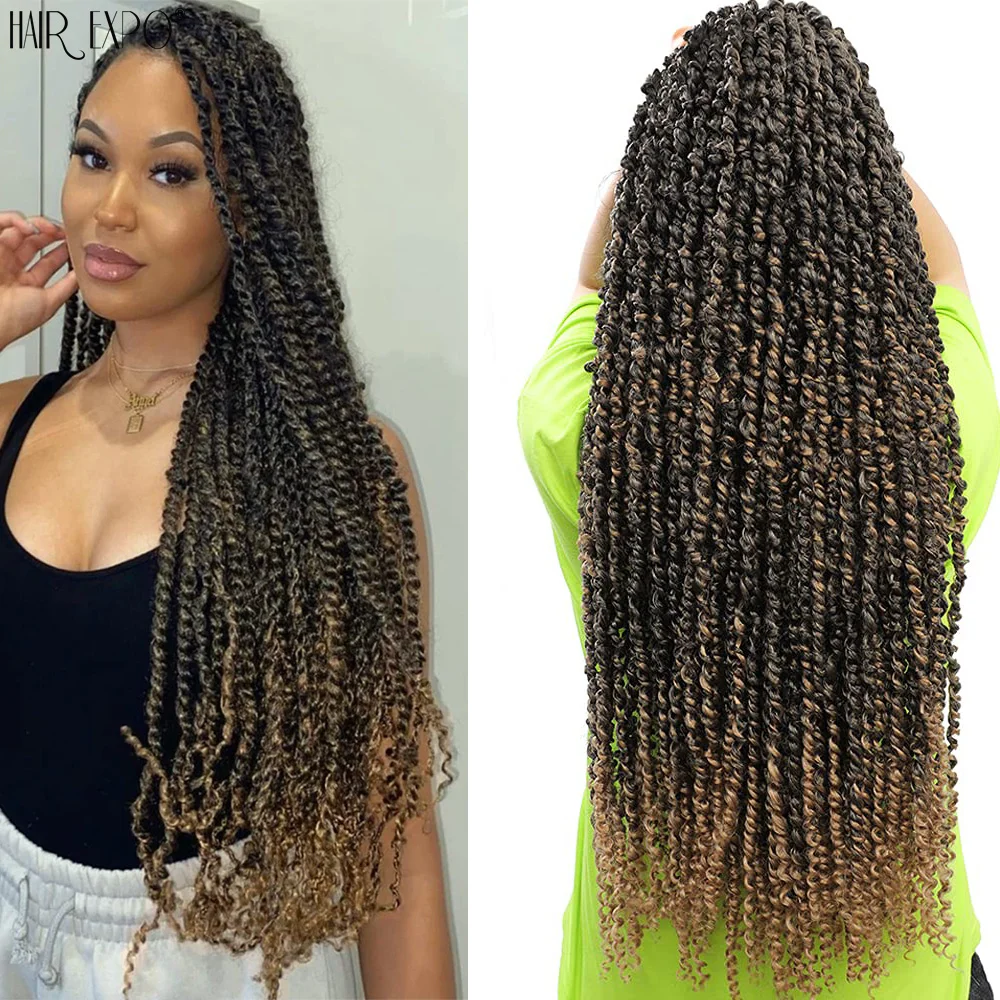 30 "Passion Twist Crochet Hair Pre-Looped สังเคราะห์ Braiding ผม Ombre Pre-Twisted Water Wave Braids ผม Expo เมือง