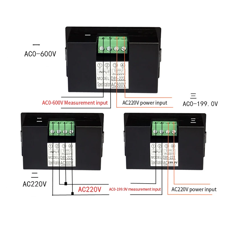 Black White Single LCD display AC voltage and ammeter voltmeter ammeter range AC 0-199.9 600V blue backlight AC