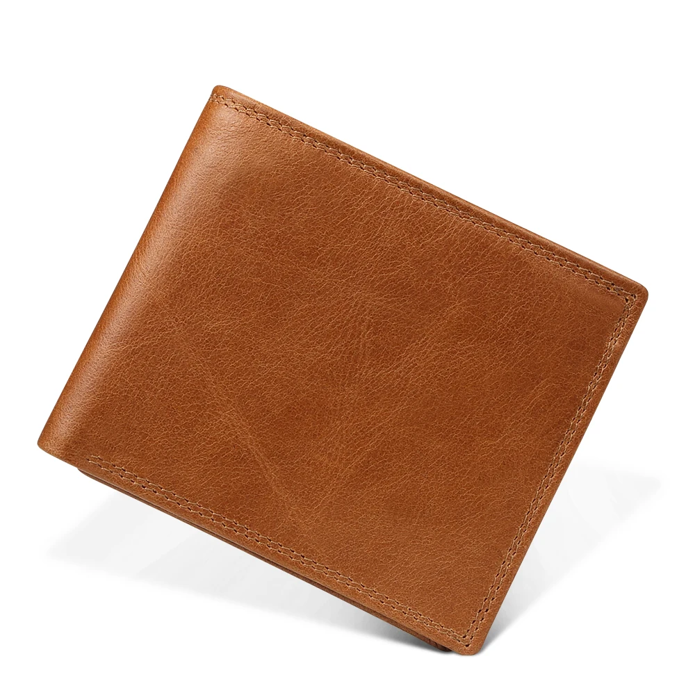 JOGUJOS Genuine Crazy Horse Leather Men Wallets Vintage Short Wallet Cowhide Coin Purse Money Credit Card Holder Purse For Man