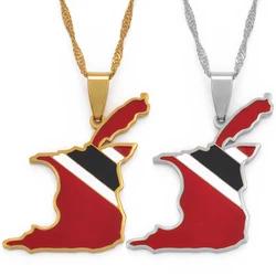 Anniyo Trinidad and Tobago Map Flag Pendant and Necklace Gold Color Trendy Ethnic Jewelry @098521