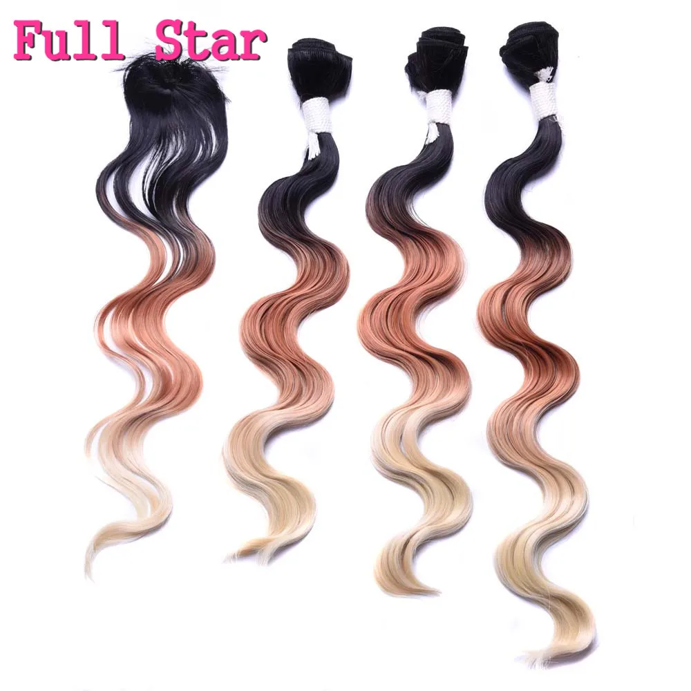 Full Star 4 ชิ้น/ล็อต Body WAVE Ombre สีฟ้าสีม่วง 613 สีสังเคราะห์ผม 18 "20" 22 "เครื่อง Double Weft ผมปิด