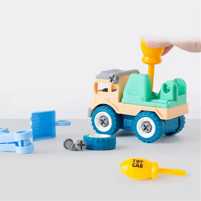 

4pcs Construction Toy Engineering Car Fire truck Screw Build and Take Apart Great for Kids Boys