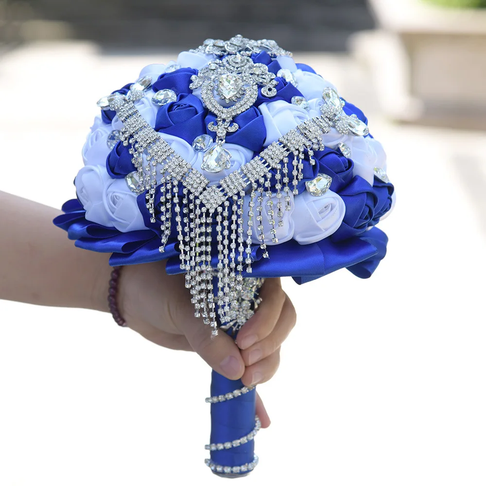 

1pc/lot Royal and white Bridal Wedding Bouquet Artificial Flowers Wedding Bouquet for wedding party