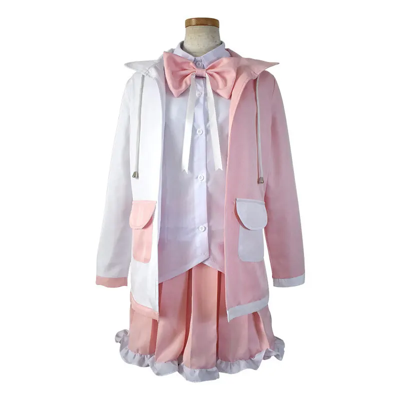 Anime Danganronpa Monomi Cosplay Costume Pink Long Wig Rabbit Bear Girls Coat Carnival Party Dress Skirts Uniform Full Set