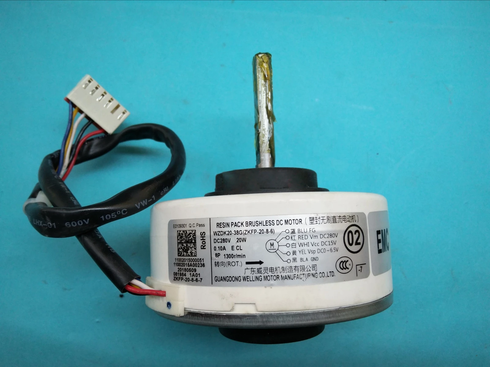 For Media Air Conditioning DC Fan Motor 20W WZDK20-38G(ZKFP-20-8-6) Brushless Motor Air conditioner Repair Parts