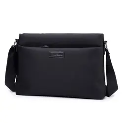 Bolsa de ombro masculina oxford, bolsa transversal de ombro impermeável preta