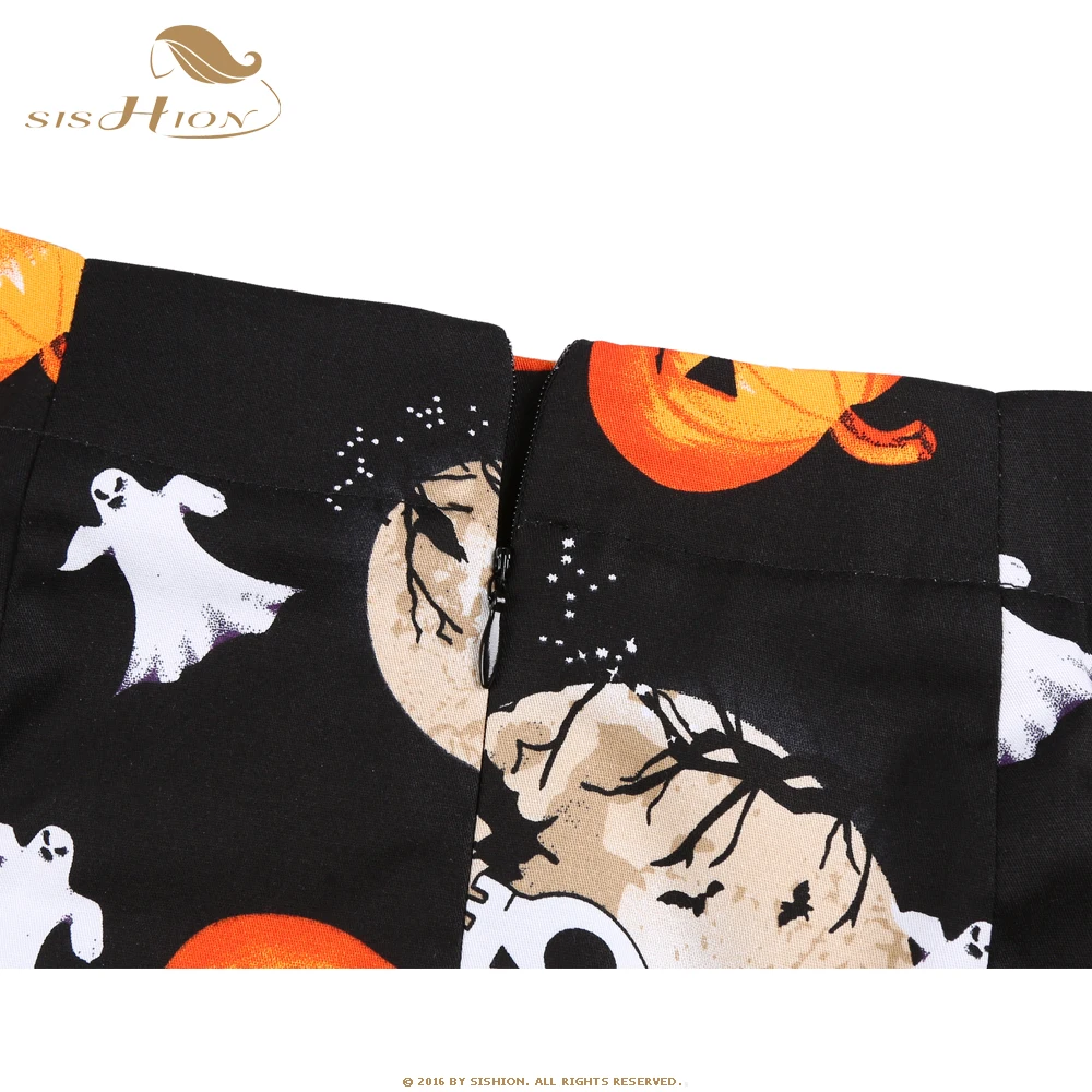 시션 2025 섹시 블랙 미니 스커트 SS0008 여성 파티 펌킨 스컬 숏 스커트 레트로 코튼 고딕 할로윈 스커트 Y2K
