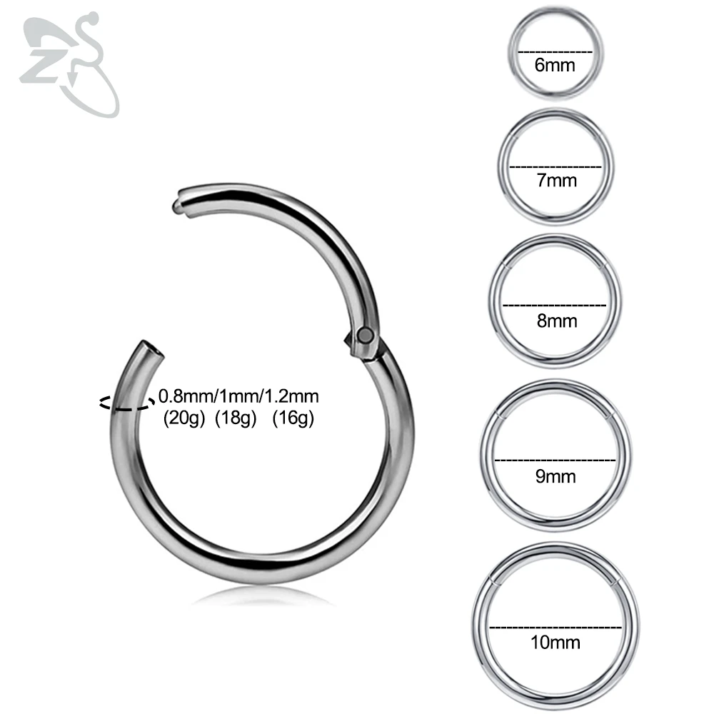 ZS 1 PC 20/18/16G Hoop 316L Edelstahl Nasenring Männer Runde Clicker Ohrknorpel Tragus Helix Piercing Schmuck 6/7/8/9/10mm – Detail 1