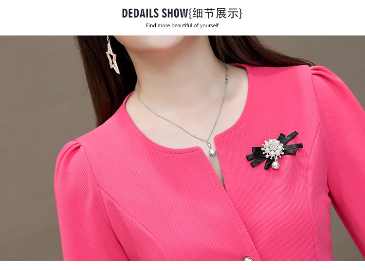 Plus Size Spring Autumn Womens Formal Elegant Jackets Coats Female V-neck Long Sleeve Jackets Ladies Short Outwear Coat