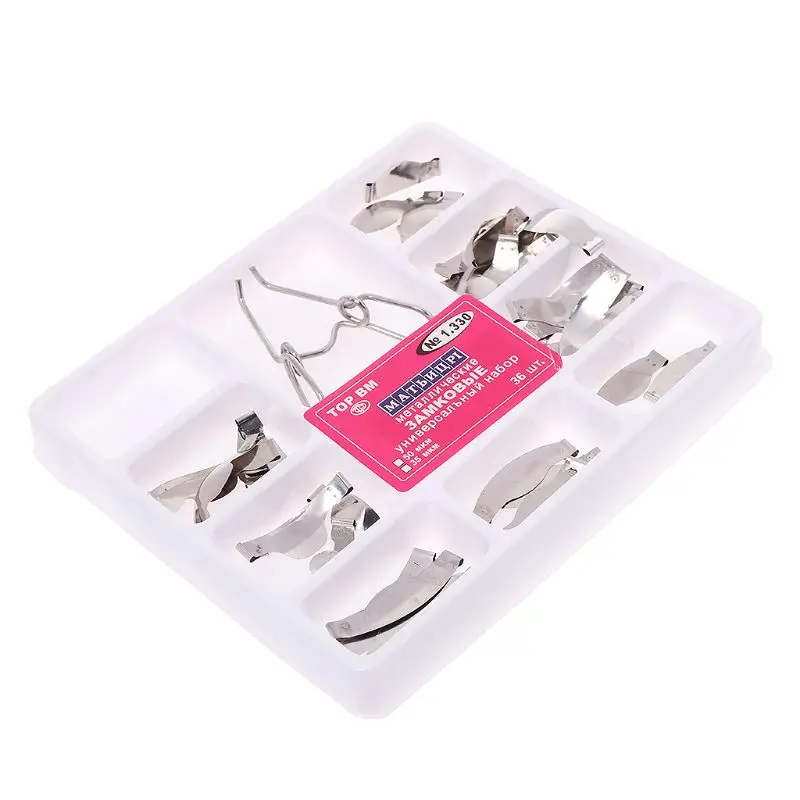 2021 New 36 pcs Dental Saddle Contoured Metal Matrices Matrix Universal Kit with Spring Clip