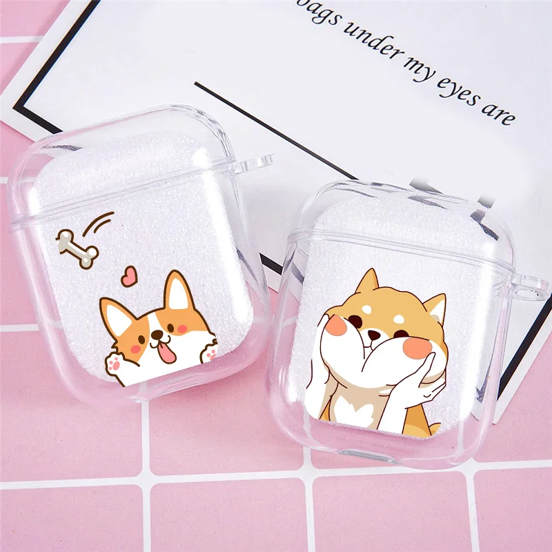 

Cute Dog Corgi Earphone Case For Apple Airpods 1 2 Pattern Shockproof Soft Silicone Wireless Headphone Cover For Air pods Coque