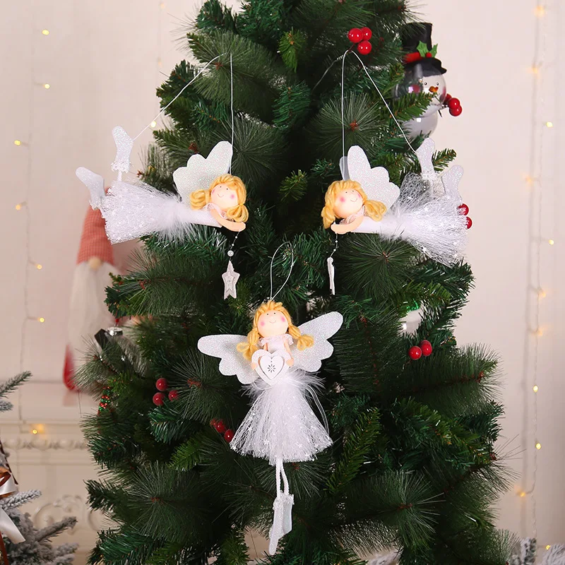 2019 New Year Xmas Party Decoration Children Gift Toys White Angel Doll Pendants DIY Christmas Tree Hanging Ornaments Holiday