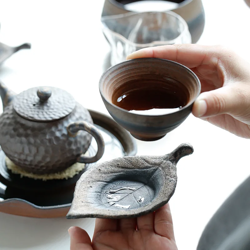 Coarse Pottery Coaster Creative Handmade Retro Cup Saucer Tea Tray Heat Proof Mat Ceramic Kung Fu Tea Ceremony Mug Coasters