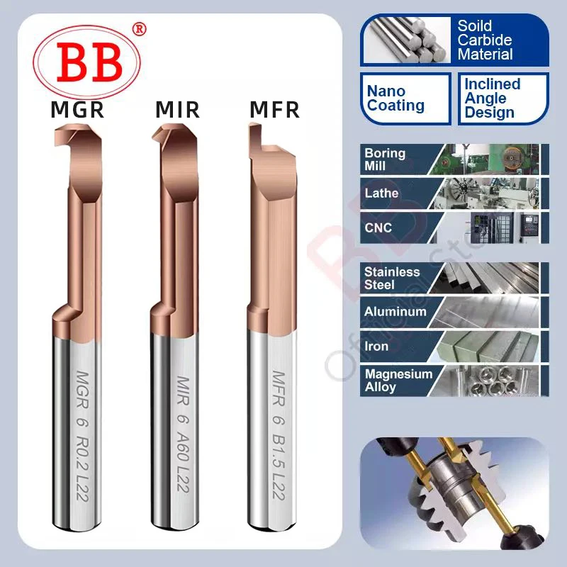 BB MGR MFR Boring Cutter for Grooving Coated Carbide Mini Internal Lathe Turing Tool Internal Milling Cutter MVR MFL MGL