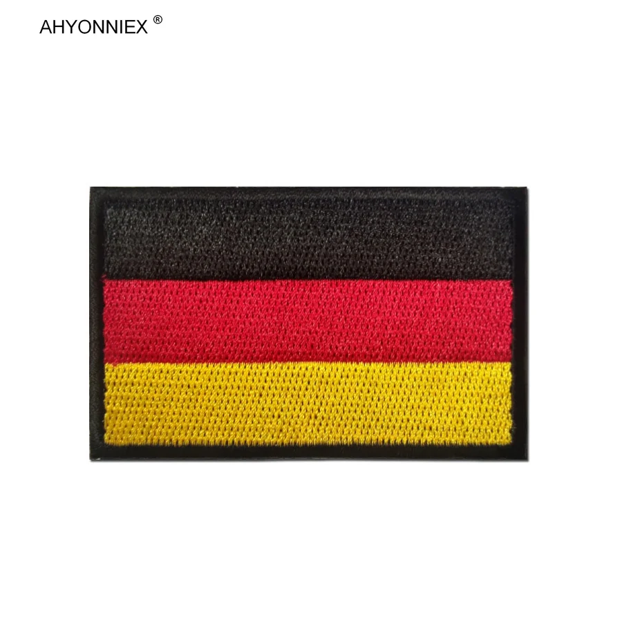 AHYONNIEX 1 PC Germany Embroidery Flag Patch Hook Devil Felt Morale Pack With Sticker Badge Armband Military Tactical DIY