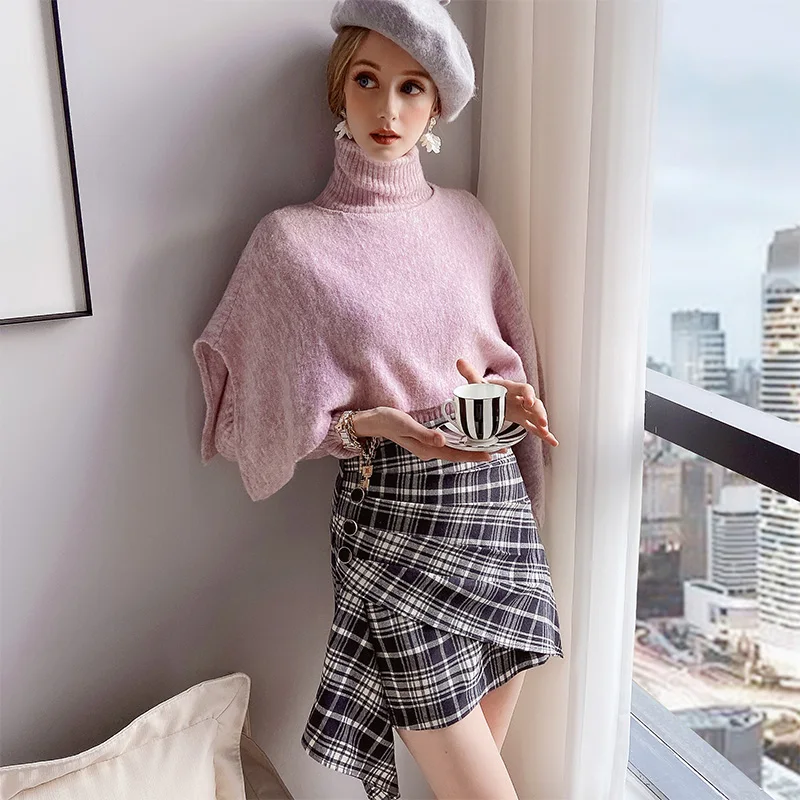 Dabuwawa Elegant Asymmetrical Plaid Skirt Women Pleated Mini Skirts Female Fashion Design Streetwear Skirts Ladies DT1CSK007