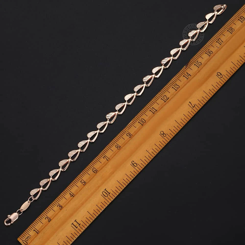 Trendsmax 585 Rose Gold Color Bracelet for Women Heart Link Chain Link Bracelet Fashion Gifts for Women Gifrls 6mm 18.5cm GB424