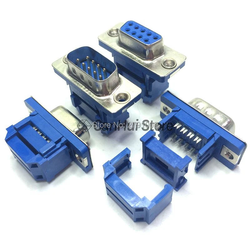 2pcs D-SUB DIDC 9 15 25 Pin DB9 DB15 DB25 DB37 Male Female Head line pressing type connector D SUB DIDC-9P 15P 25P 37P Connector