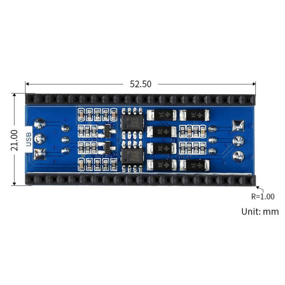 Scheda di estensione del modulo RS485 a 2 canali Waveshare per ricetrasmettitore Raspberry Pi Pico SP3485 UART a RS485 Standard Pico Header