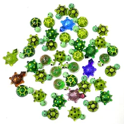 5PCS Green Silver Foil Glass Turtle Mini Figurine Japan Style Cute Cartoon Sea Animal Ornament Aquarium Kawaii Decor Accessories