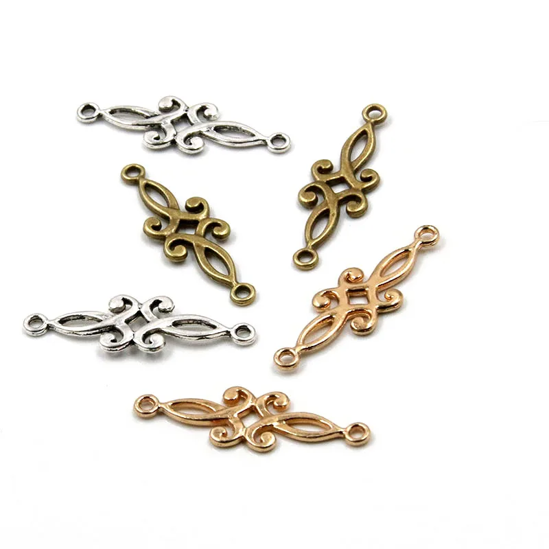 30pcs 9*29mm 3 Color Hollow Flower Connectors Charms Pendants For DIY Jewelry Handmade Necklace Bracelet Making Accessorie